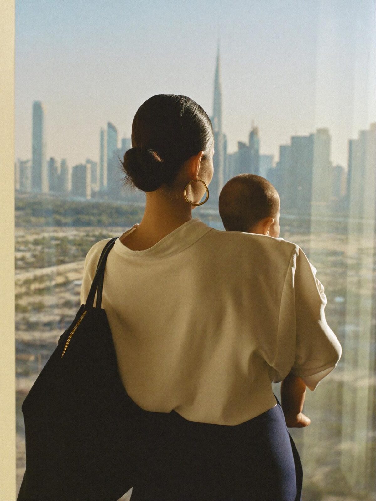 A Korean family member with a baby in Dubai